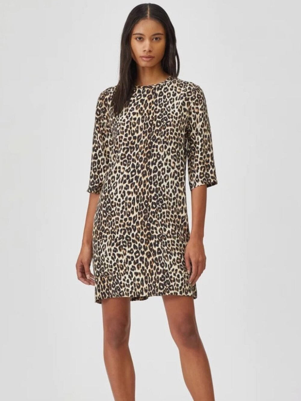 Equipment Aubrey Leopard-Print Silk Shift Dress Sz S/P Mob Wife Quiet‎ Luxuary